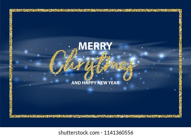 Christmas an happy new year bokeh light background. Abstract glow color shiny glitter backdrop. Blurred magic night effect vector festive Xmas decoration illustration.