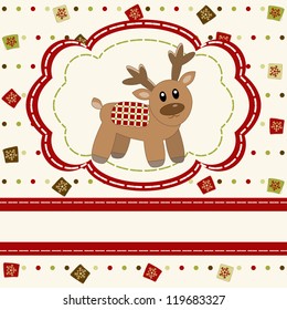 Christmas and Happy New Year Card with cute deer