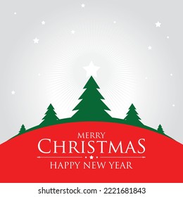 Christmas and happy new year card vector design flyer template mount trees illustration