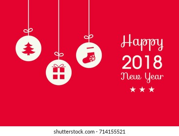 Christmas and Happy New Year card background, Flat style vector illustration post card size.