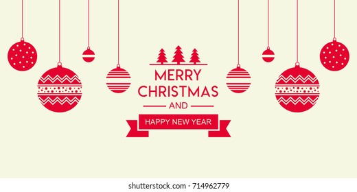 Christmas and Happy New Year card background, Isolated background, Flat style vector illustration.