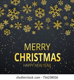 christmas and happy new year card with gold frame and many star in background vector eps10