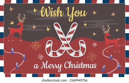 Christmas and Happy New Year concepts with hand drawn decorative elements. Trendy vintage style.