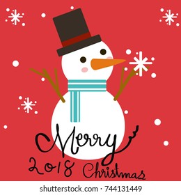 Christmas and Happy New Year, cute snowman Vector illustrations Suitable for greeting cards.Picture Books. Festival celebrations