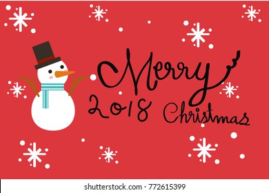 Christmas and Happy New Year, cute snowman Vector illustrations Suitable for greeting cards.Picture Books. Festival celebrations