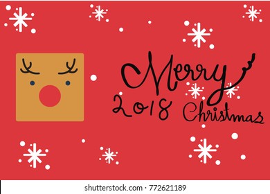 Christmas and Happy New Year, cute Deer Vector illustrations Suitable for greeting cards.Picture Books. Festival celebrations