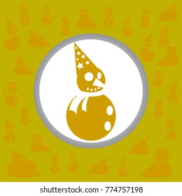 Christmas and Happy New Year, cute snowman Vector illustrations