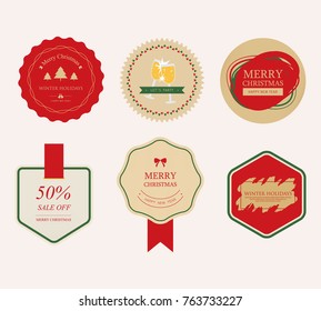 Christmas and Happy new year decoration elements collection. vintage label and banner design.