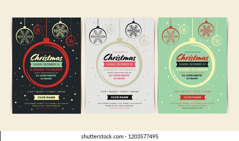 Christmas and Happy New Year Event Layout Flyer. Vector illustration.