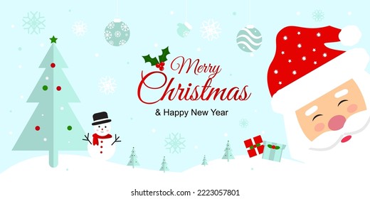 Christmas Happy New Year Greeting Banner Background Design