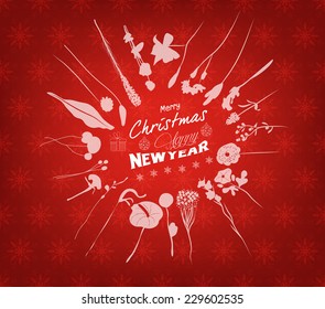 christmas and happy new year greeting card