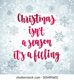 Christmas and Happy New Year greeting holidays lettering with snowflakes. Set of handwritten brush calligraphy for cards, flyers and posters. Vector elements for your design on light background.