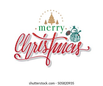 Christmas and Happy New Year greeting holidays hand lettering collage.
