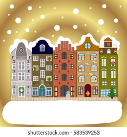 Christmas and Happy New Year greeting card. Vector illustration.
