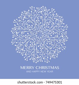 Christmas and happy new year greeting card with abstract snowflake mandala design, paper cutting vector design.