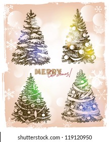 Christmas and happy new year hand drawn illustration