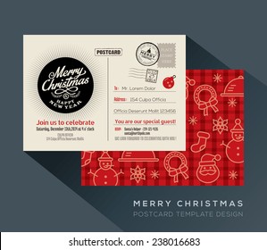 Christmas and Happy New year holiday postcard background vector for party invitation card