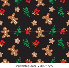 christmas happy new year holiday pattern graphic print design Gingerbread Cookies