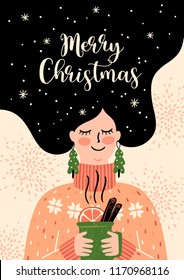 Christmas and Happy New Year illustration. Trendy retro style. Vector design template. Christmas and Happy New Year illustration. Trendy retro style. Vector design template.