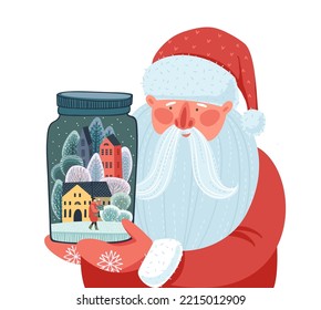 Christmas and Happy New Year isolated illustration with Santa Claus. Vector design template.