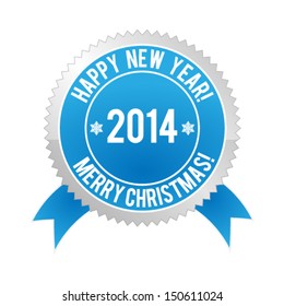 Christmas And Happy New Year Label 2014. High quality vector illustration. Eps10.