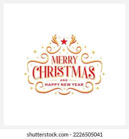 Christmas and Happy New Year logo vector Typography 