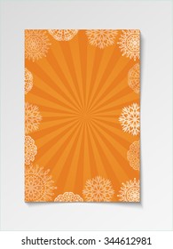 Christmas and Happy New Year orange template. Template frame design for banner, placard, invitation
