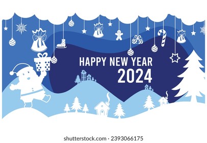 Christmas Happy New year Paper Cut Card Design New Year Card Design