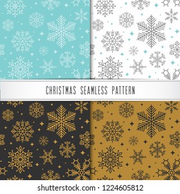 Christmas and happy new year pattern set. Winter holiday pattern with christmas ornament. Vector illustration.