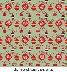 Christmas and Happy New Year pattern with hand drawn decorative elements. Trendy vintage style.