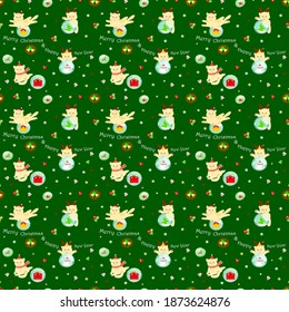 Christmas and happy new year pattern background with cute cat vector illustration