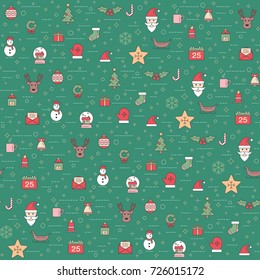 Christmas and happy new year pattern. Winter holiday pattern with christmas ornament. Vector illustration.