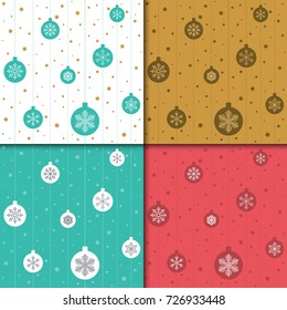Christmas and happy new year pattern set. Winter holiday pattern with snowflake. Vector illustration.