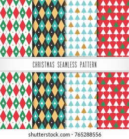 Christmas and happy new year pattern. Seamless minimal christmas pattern with tree. Vector illustration.