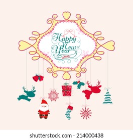 christmas and happy new year postcard