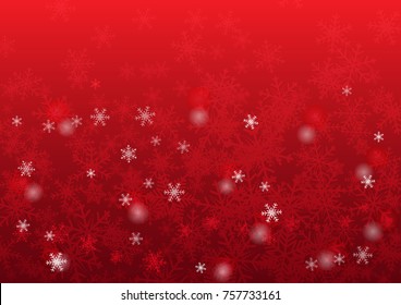 Christmas and happy new year red vector background with white snowflake