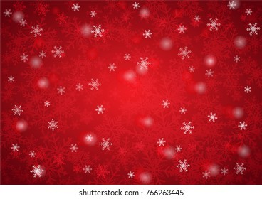 Christmas and happy new year red vector background with white snowflake