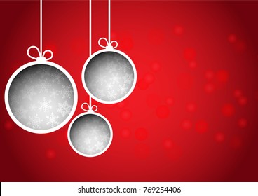 Christmas and happy new year red vector background with white snowball