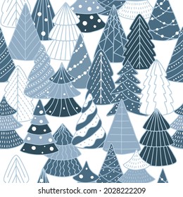 Christmas and Happy New Year seamless pattern with Christmas decorations.