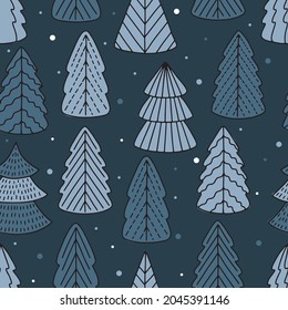 Christmas and Happy New Year seamless pattern with Christmas decorations.