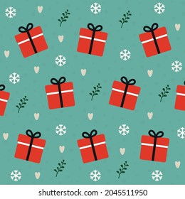 Christmas and Happy New Year seamless pattern with gift boxes. Vector design template. paper wrap gif Christmas
