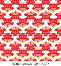 Christmas and Happy New Year seamless pattern. Trendy retro style. Vector design template.
