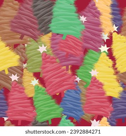 Christmas and Happy New Year seamless pattern . Trendy retro style. Vector design template.