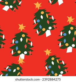 Christmas and Happy New Year seamless pattern . Trendy retro style. Vector design template.