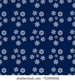 Christmas and Happy New year snowflakes vector seamless pattern