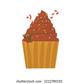 Christmas and Happy New Year sweet. Isolated illustration. Vector design element.