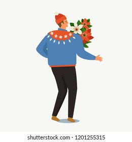 Christmas and Happy New Year templates. Trendy retro style.