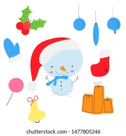  Christmas and Happy New Year templates. Trendy retro style. Vector design element.