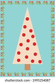 Christmas and Happy New Year templates. Trendy retro style. design template Christmas tree