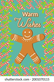 Christmas and Happy New Year templates. Trendy retro style. Lettering Warm wishes